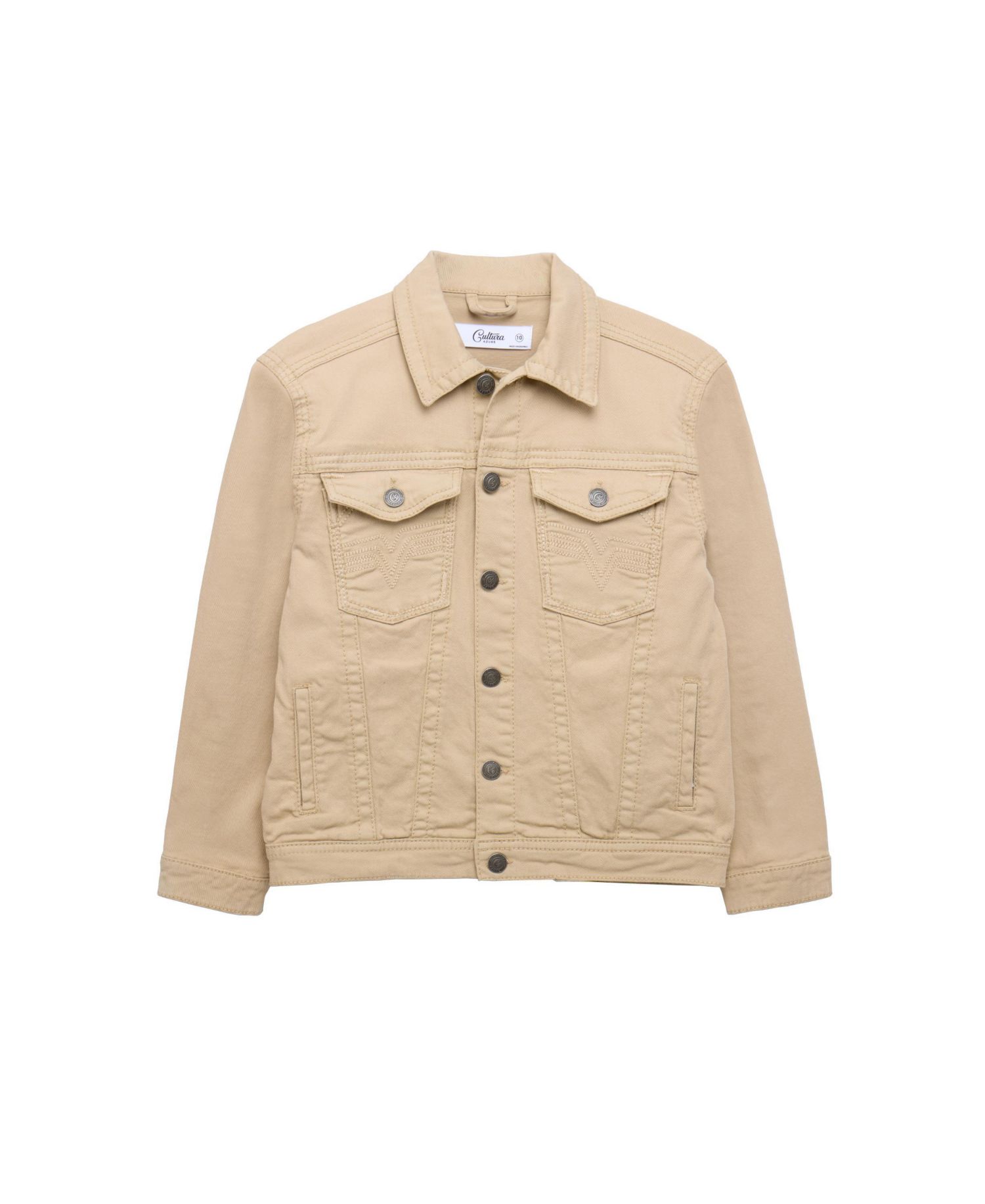 Boys Saddle Stitch Color Denim Jacket With Flap Pocket