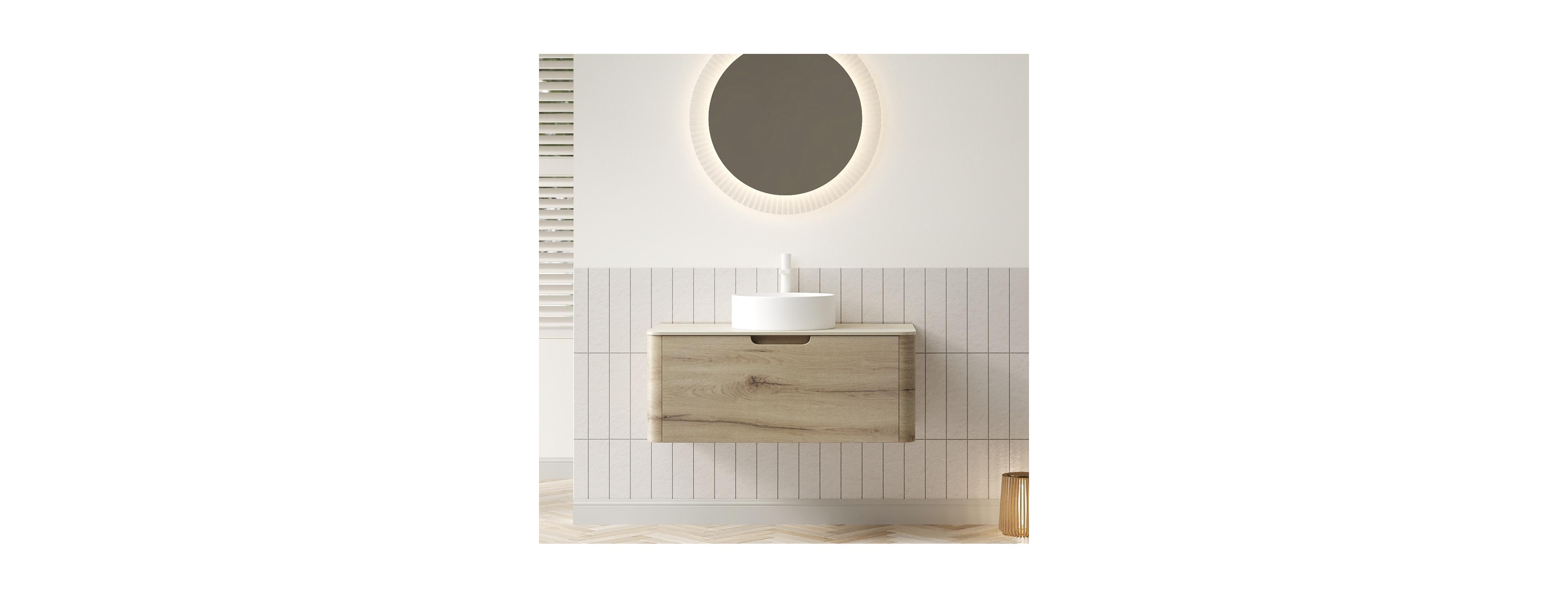 Sillysis Wall Mounted Bathroom Vanity with Ceramic Round Basin, Sintered Stone Top, Soft Close Drawer, Available in 24 30 36 Inch