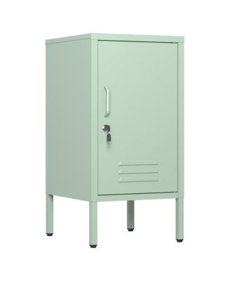 Furniture Modern Metal Bedside Locker with Lockable Door, 2 Adjustable Shelves, Easy-Assembly Storage Cabinet