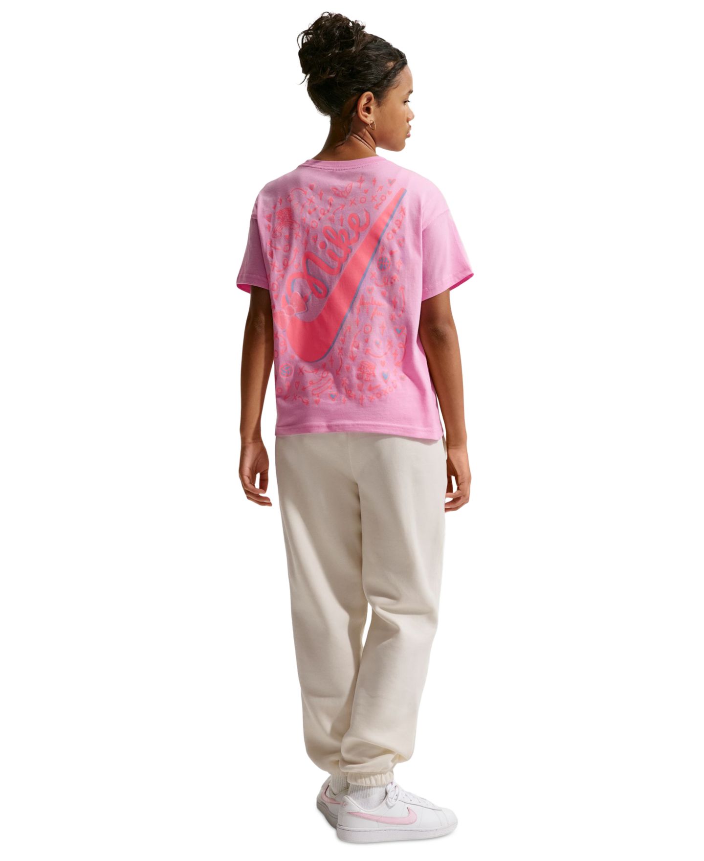 Футболка Nike Sportswear 7-16 Short-Sleeve T-Shirt для девочек, цвет: Розовый — фото 6