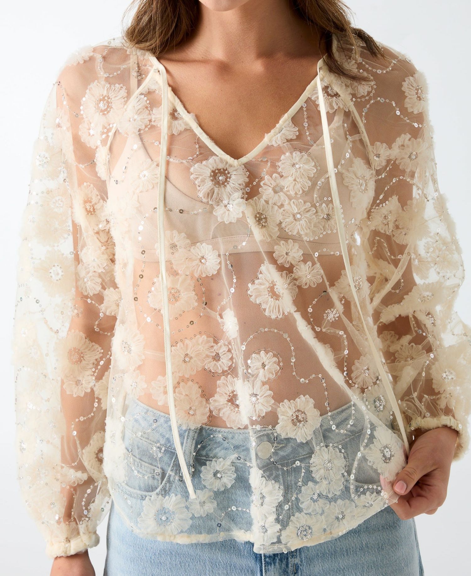 Women's Pelari Long-Sleeve Sequin Top