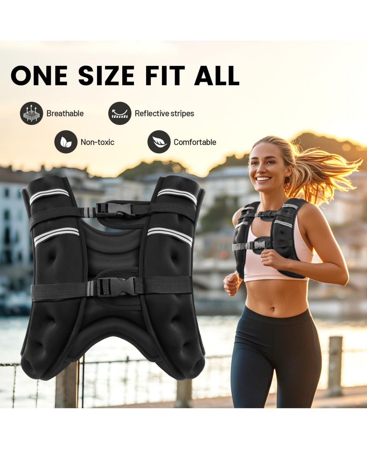 Aofar Weighted Vest Reflective Adjustable Strength Training Walk Run Jog