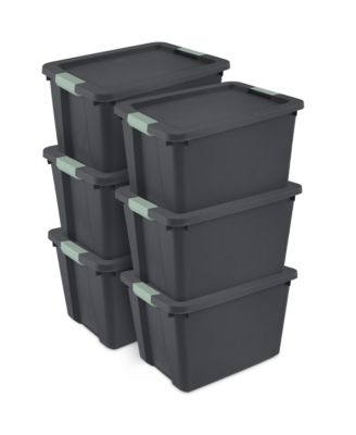 6 Pack 20 Gallon Latch Tote, Stackable Plastic Storage Bin Container