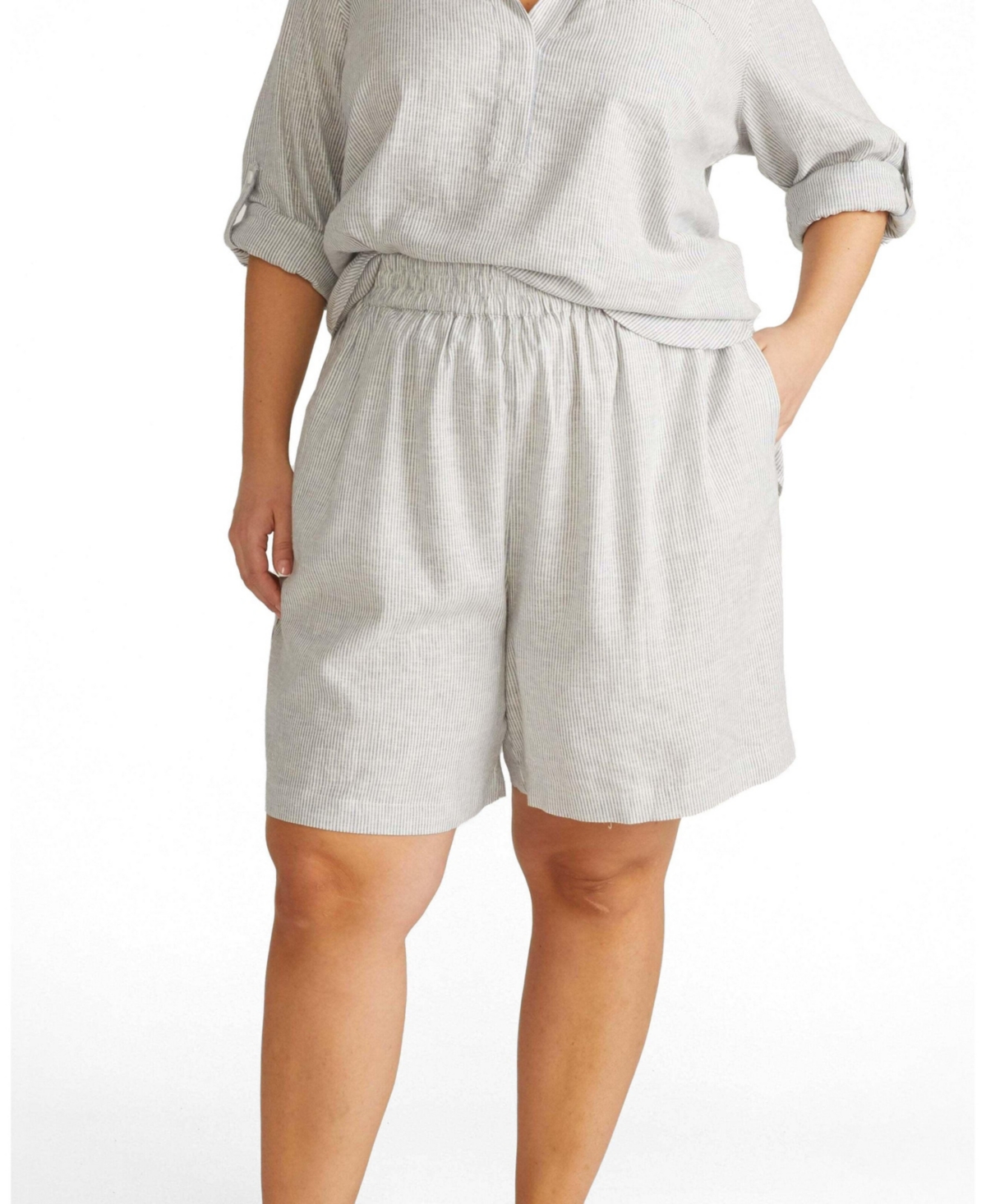 Universal Standard Plus Juniper Linen Easy Pull-On Shorts