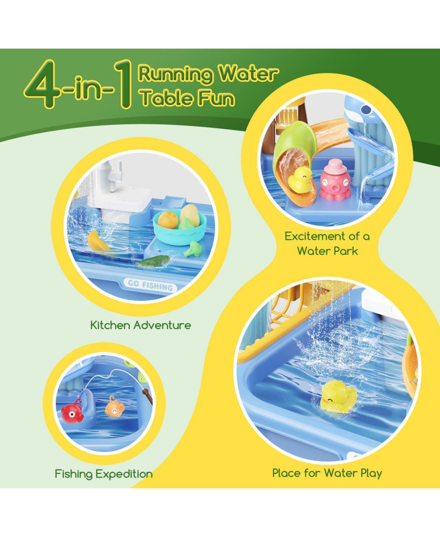 Детская игрушка GNUADZ 4-in-1 Water and Sand Activity Table with Electric Faucet, Ages 5+, цвет: Синий — фото 3