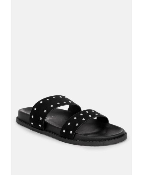 Женские балетки London Rag Stud Embellished Slip On Flats, цвет: Чёрный