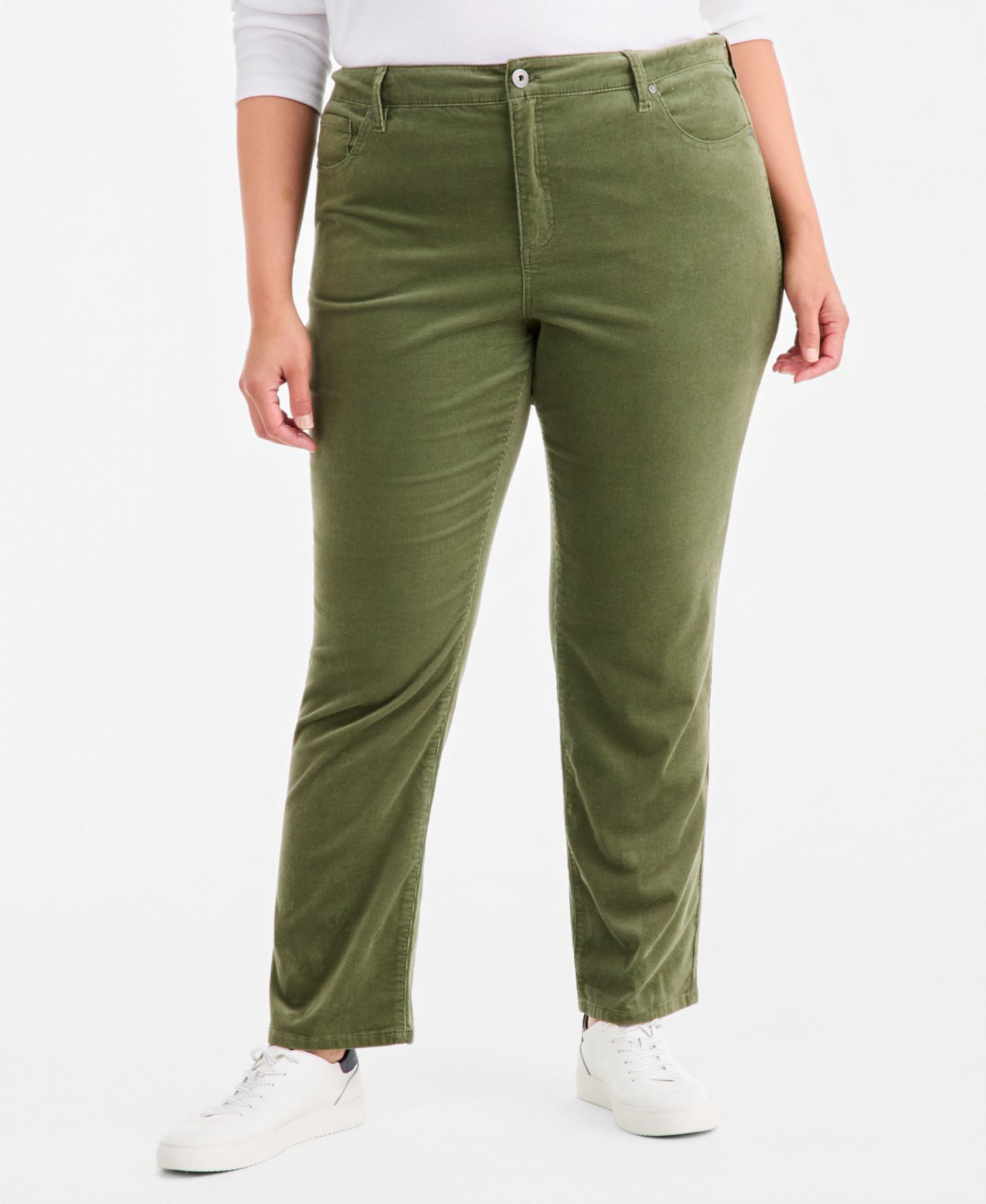 Plus Size Corduroy High-Rise Straight-Leg Jeans, Macy's Exclusive
