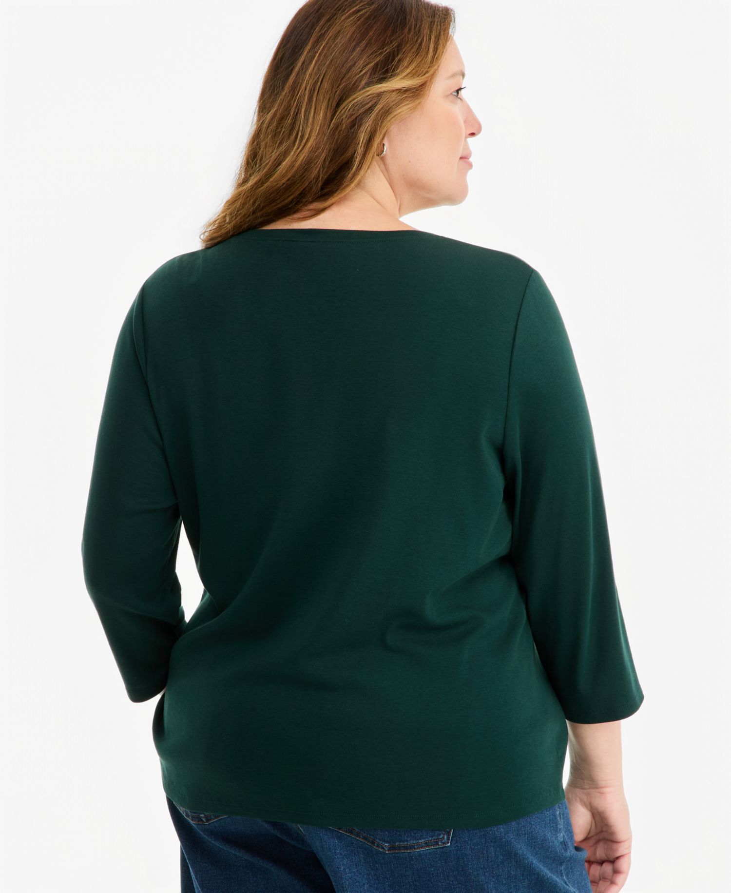 Plus Size 3/4-Sleeve Henley Tee