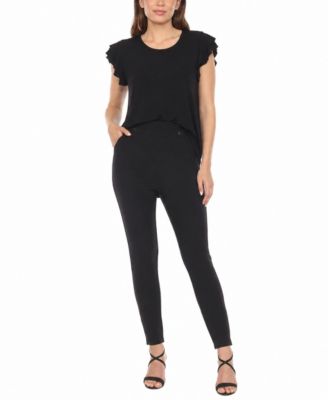 Women's Flutter-Sleeve Top and Scuba Pants Set