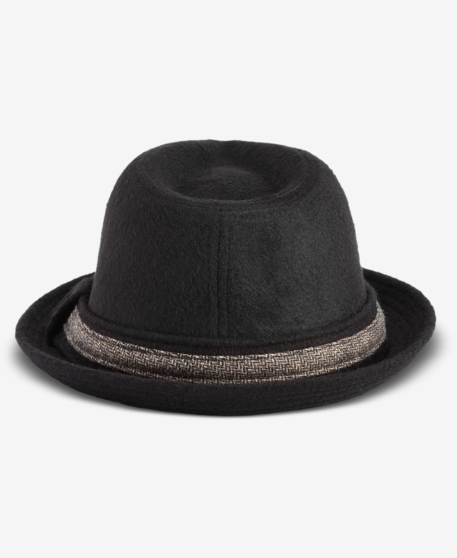 Men's Solid Heather Wool-Blend Snap-Brim Herringbone Fedora