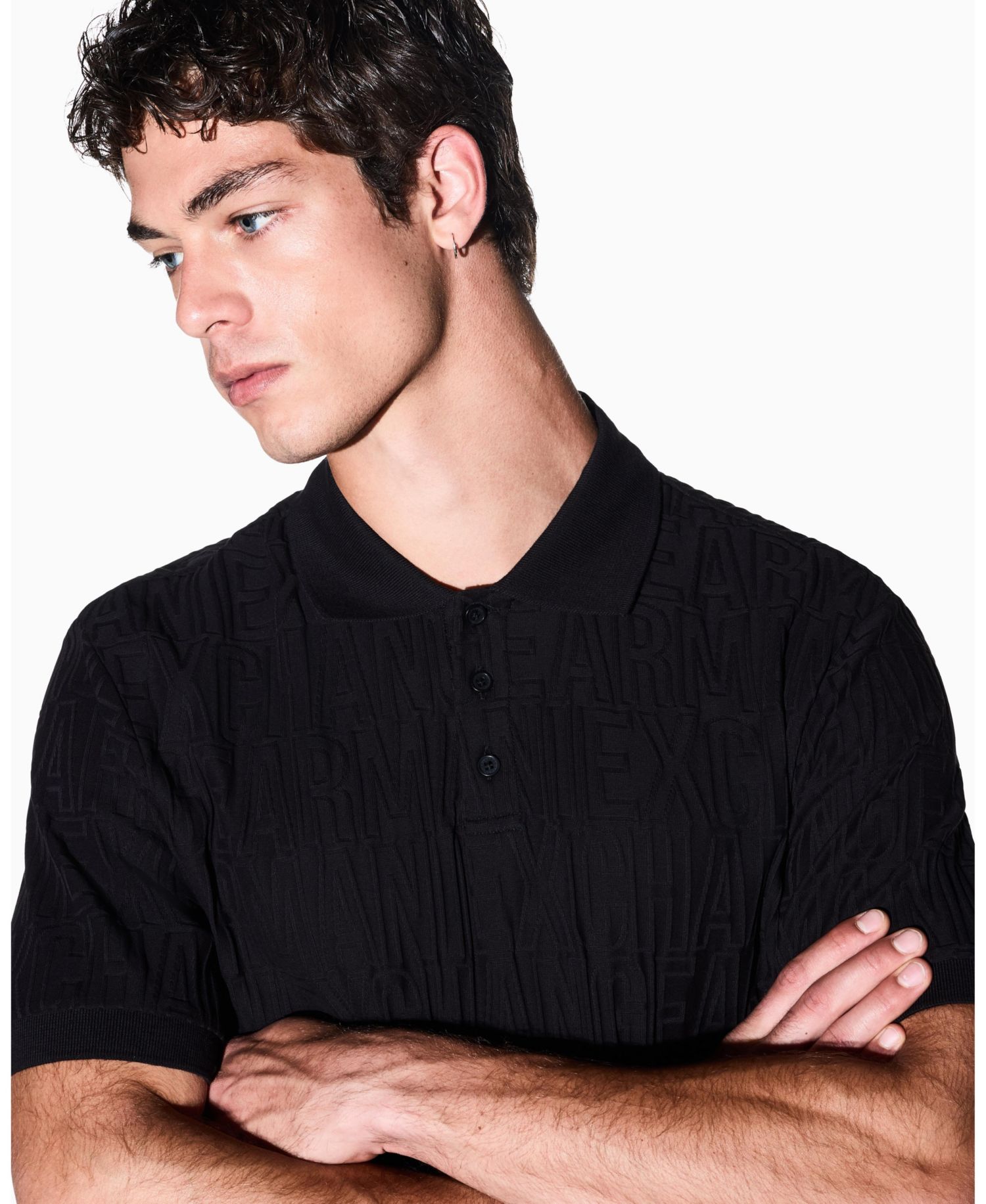 Men's Mercerized Jacquard Cotton All Over Logo Polo Shirt