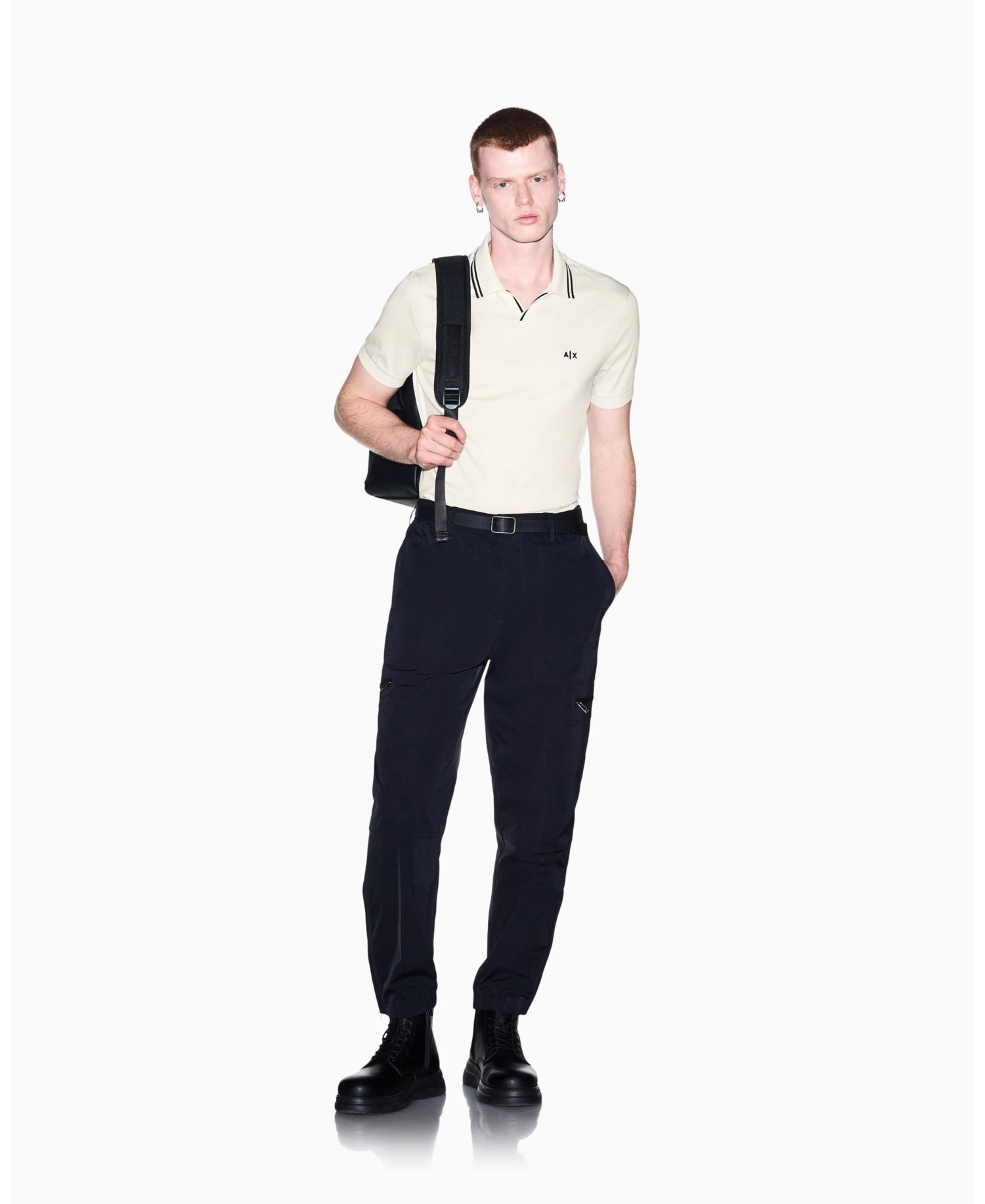Men's Mercerized Tipping Johnny Collar Polo Shirt