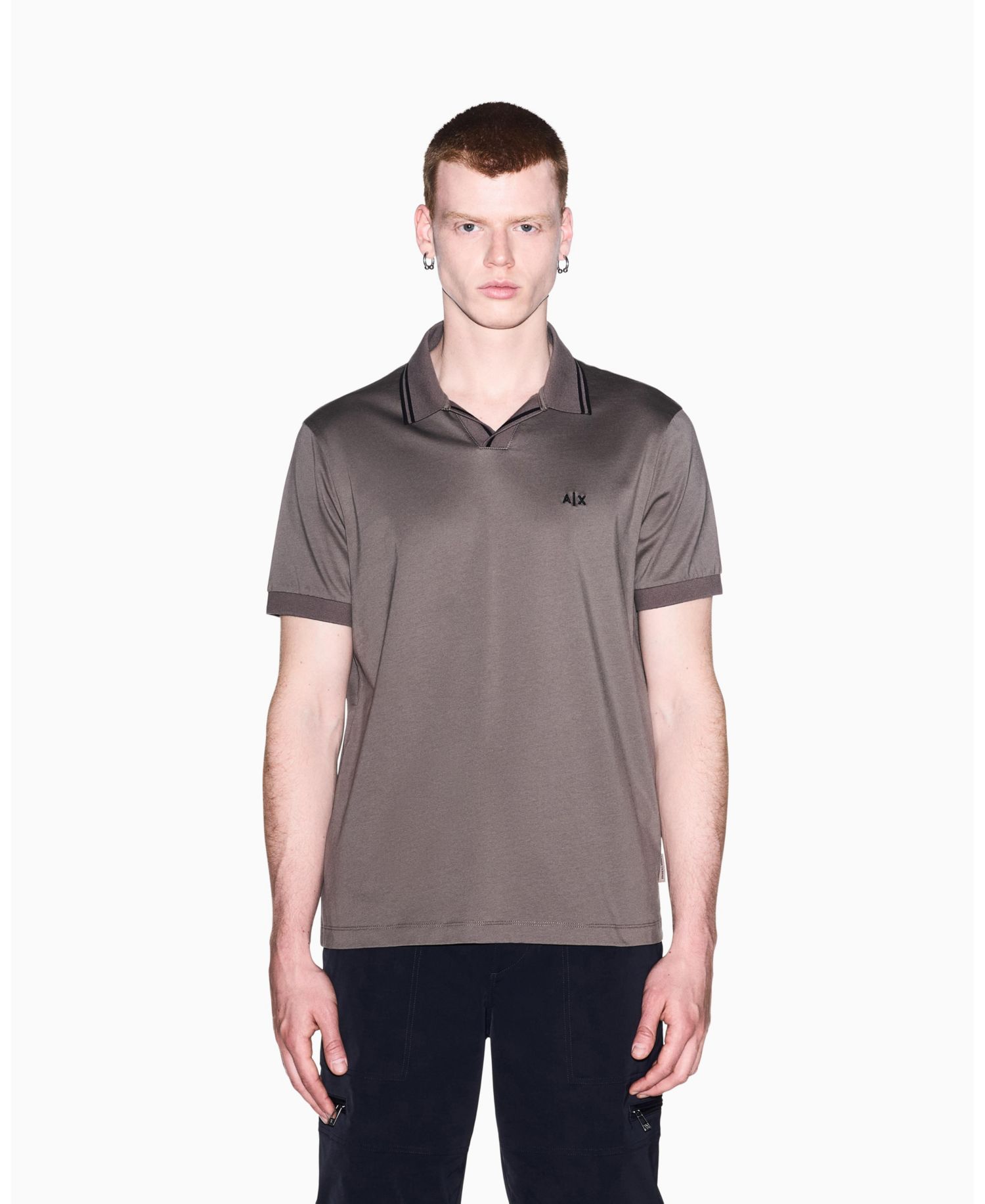 Men's Mercerized Tipping Johnny Collar Polo Shirt