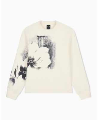 Men's Exposed Flower Bonded Cotton Crewneck Sweatshirt