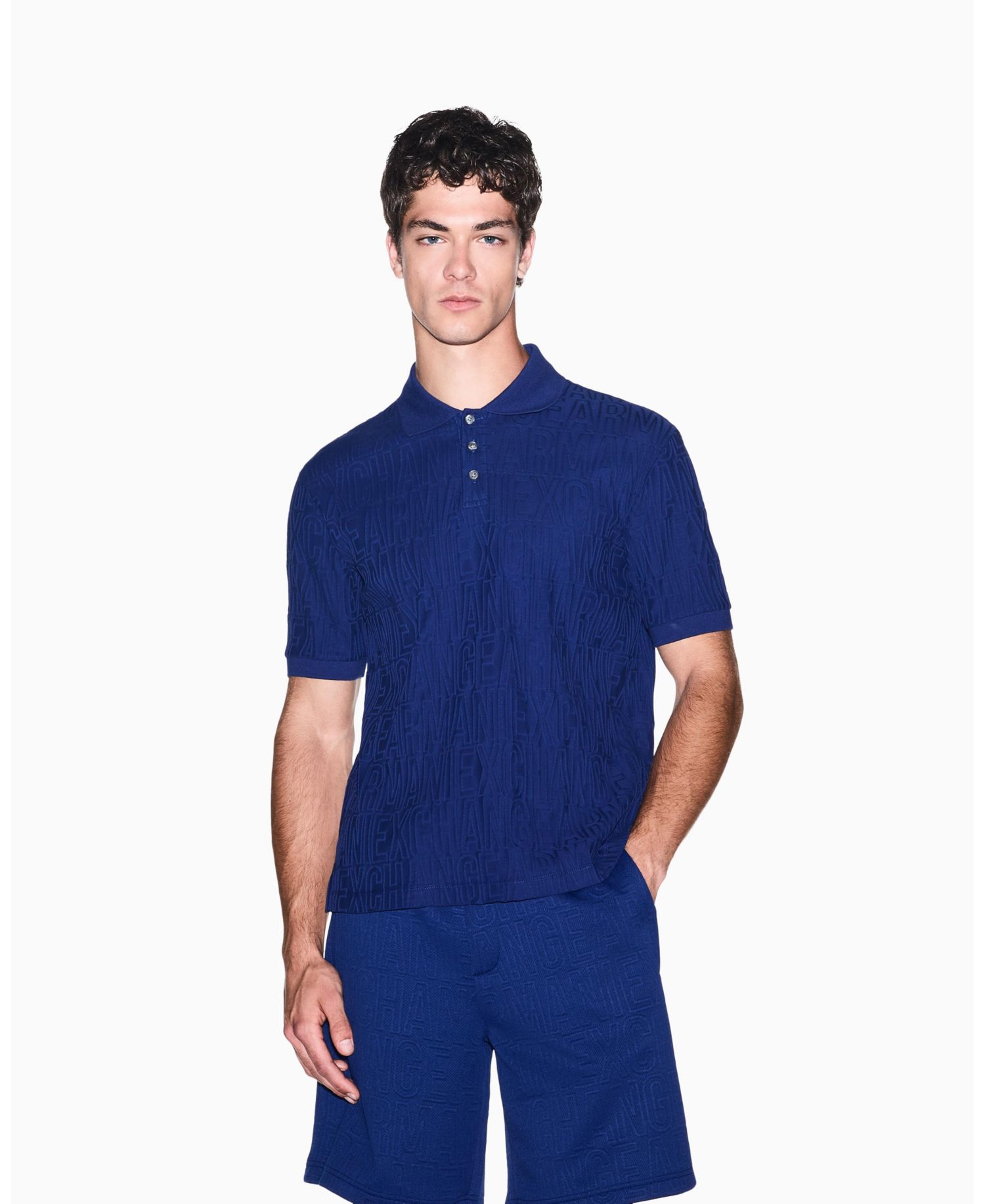 Men's Mercerized Jacquard Cotton All Over Logo Polo Shirt
