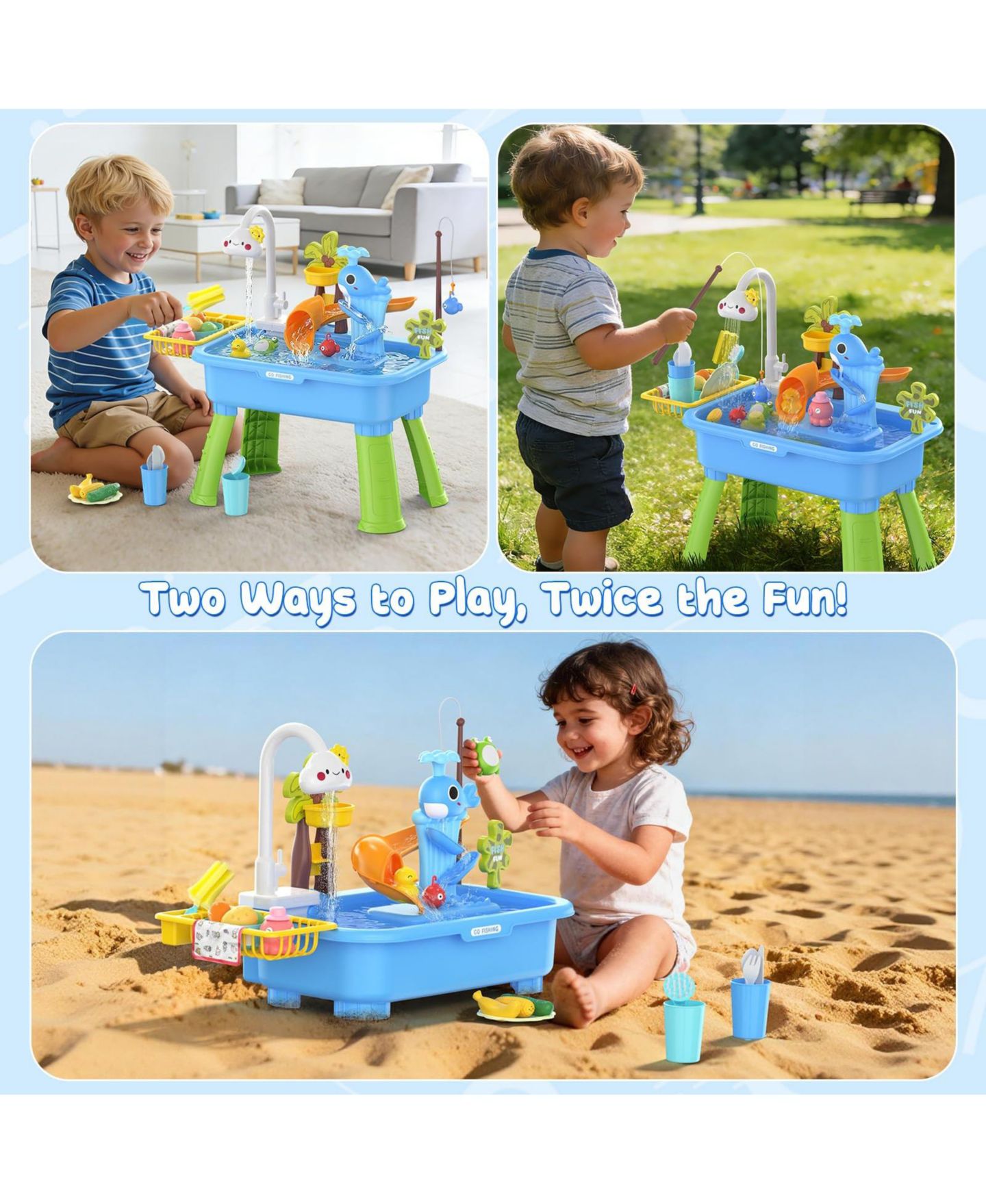 Детская игрушка GNUADZ 4-in-1 Electric Faucet Water Table, Ages 5-7, цвет: Синий — фото 3