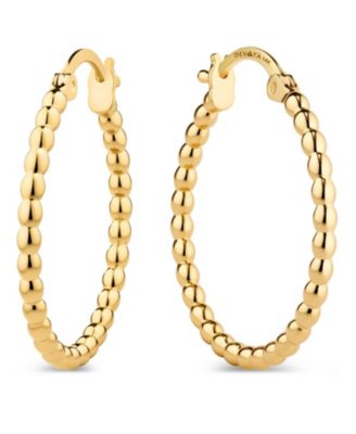 Beaded Ball Hoop Earrings in 14K Gold