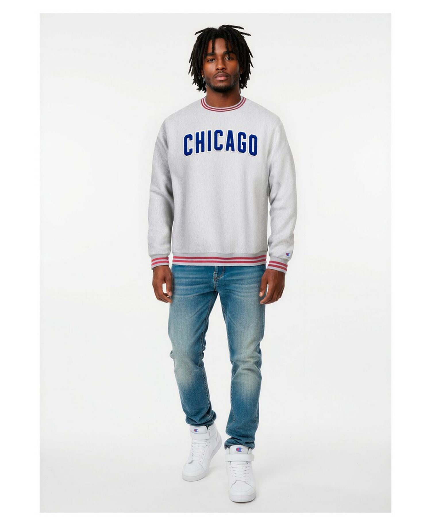Men's Heather Gray Chicago Cubs Reverse Weave Sweatshirt