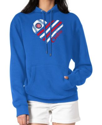 Women's Royal Chicago Cubs Heart Fleece Pullover Hoodie