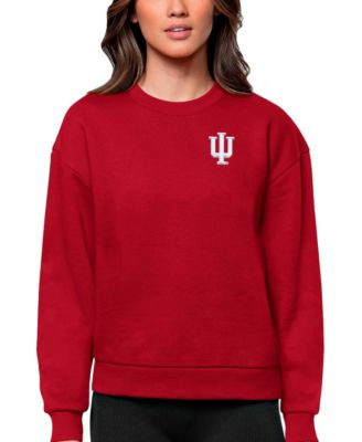 Women's Crimson Indiana Hoosiers Logo Victory Crewneck Pullover Sweatshirt