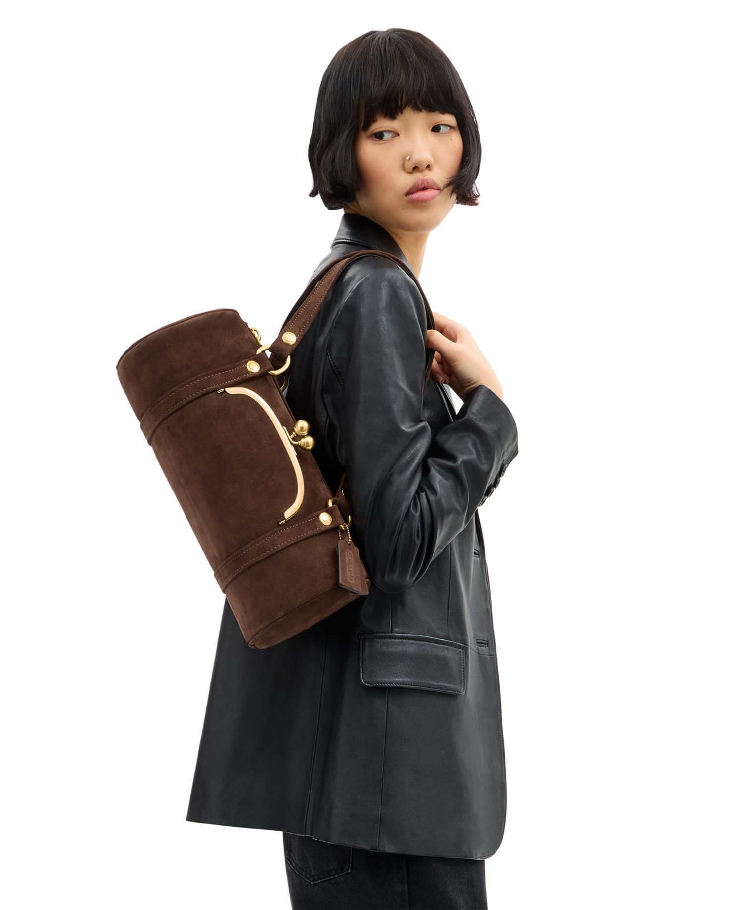 Originals Kisslock Small Suede Barrel Bag 28