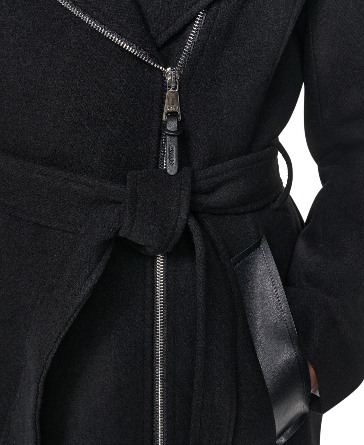 Women's Wool Belted Wrap Coat with Bib