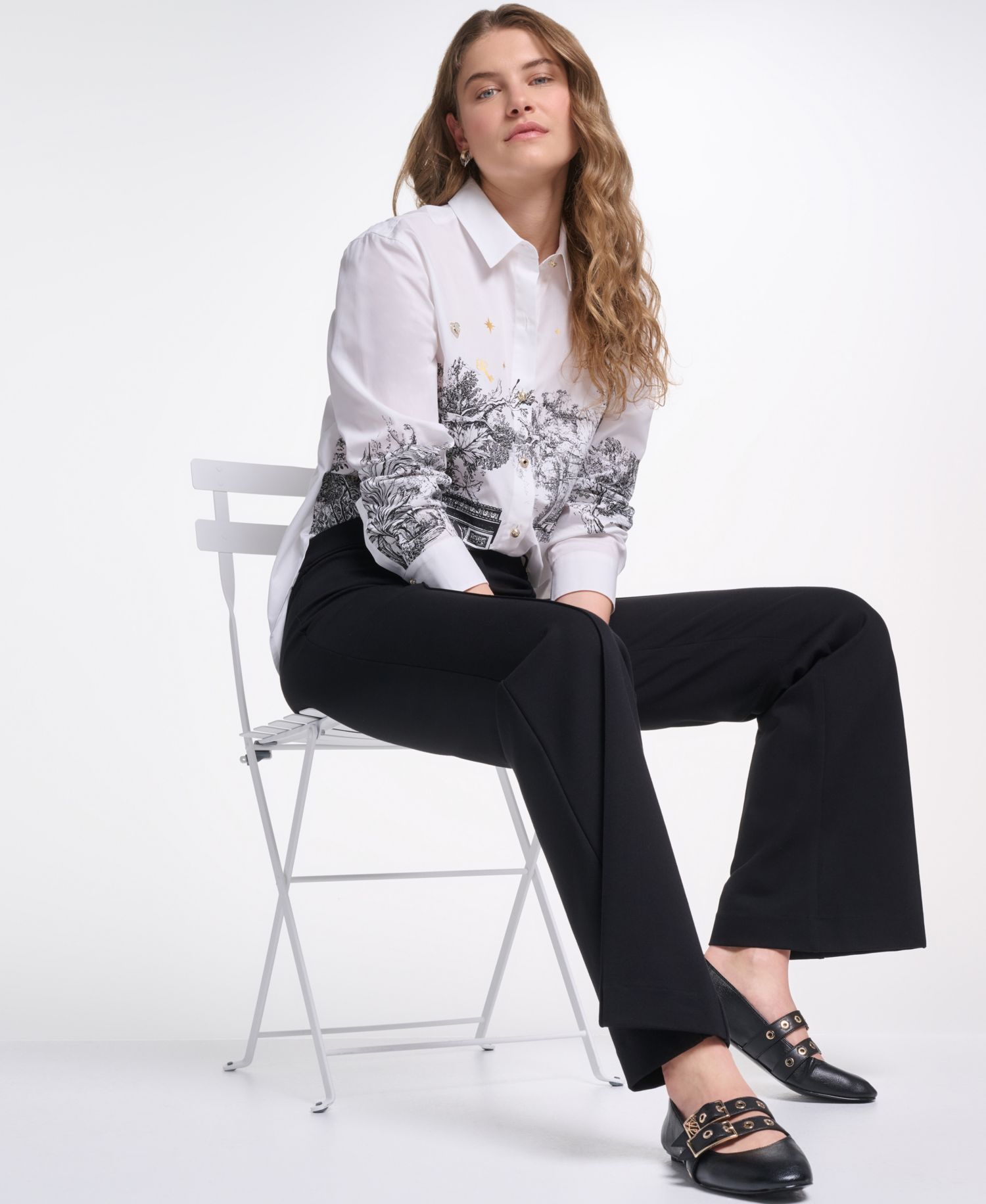 Petite Parisian Graphics Long-Sleeve Shirt