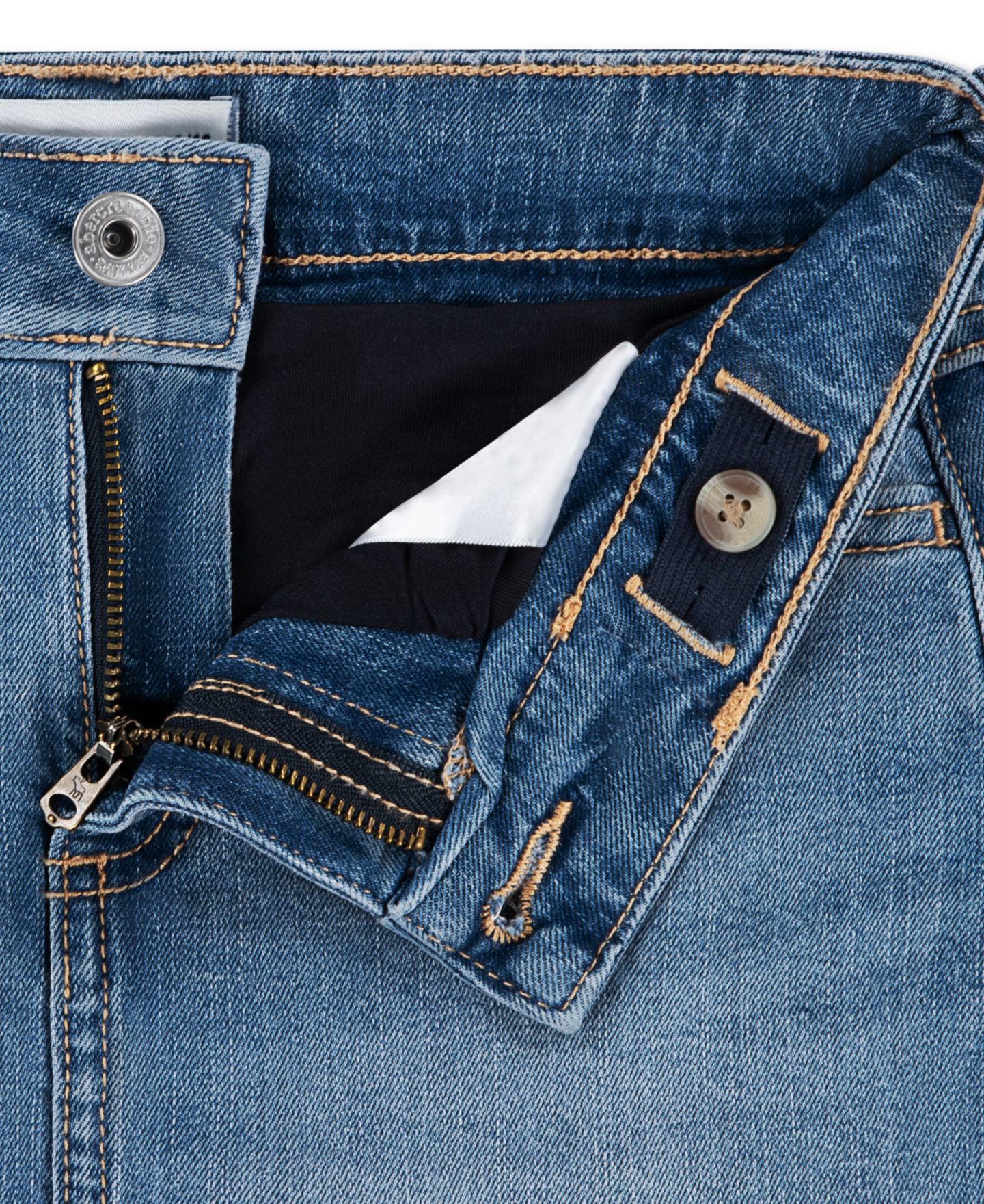 Юбка-шорты abercrombie kids Denim Mini Skort для девочек, цвет: Средний синий — фото 3