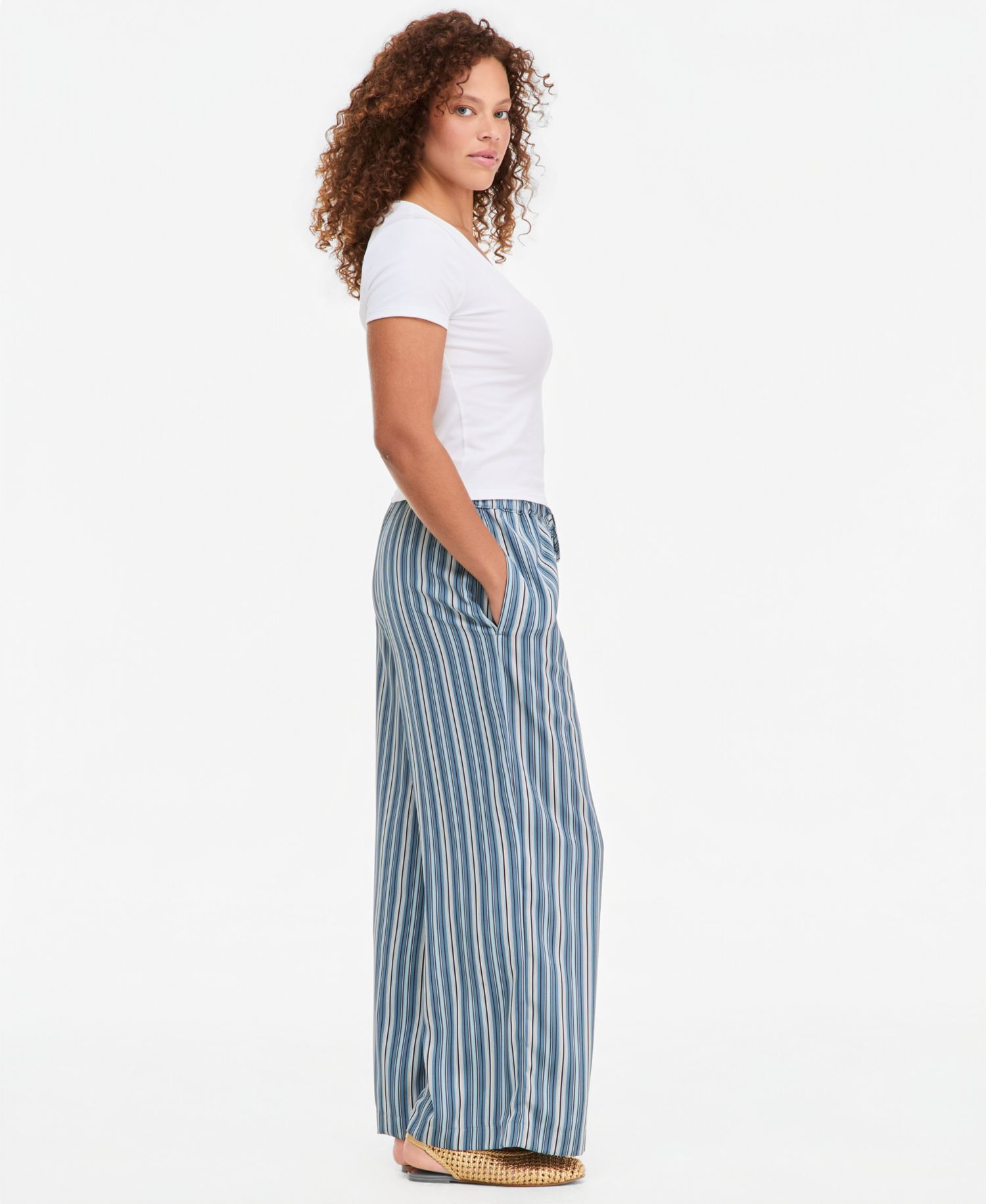 Women's Jennifer Striped High-Rise Wide-Leg Pants