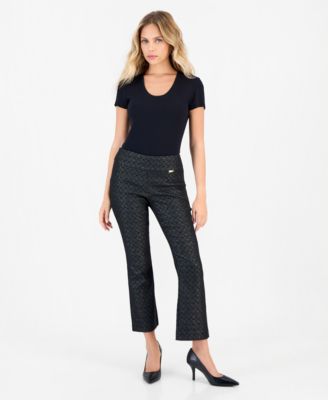 Petite Jacquard Bootcut Pull-On Pants