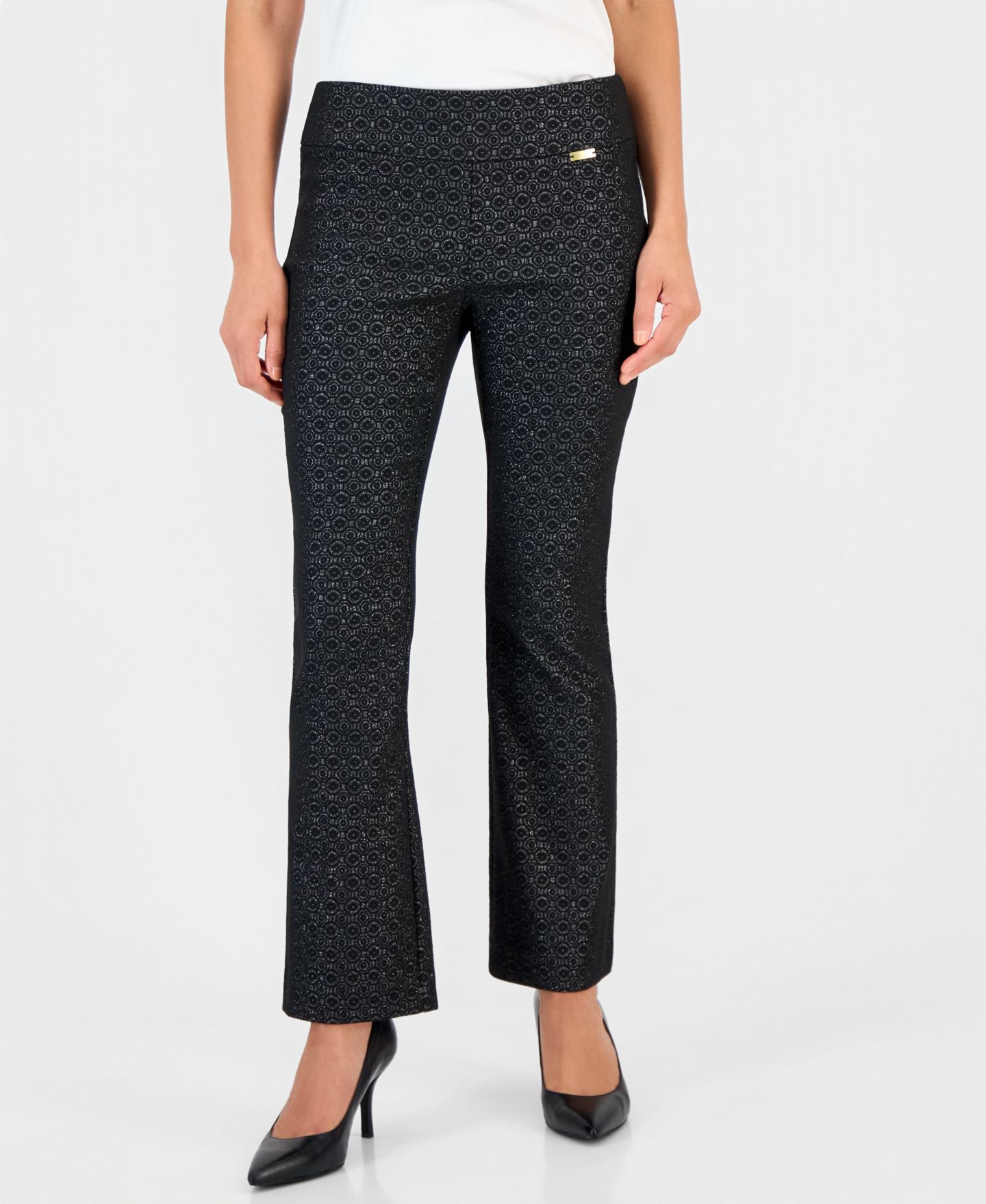 Женские брюки I.N.C. International Concepts Petite Jacquard Pull-On Bootcut, цвет: Серый — фото 2