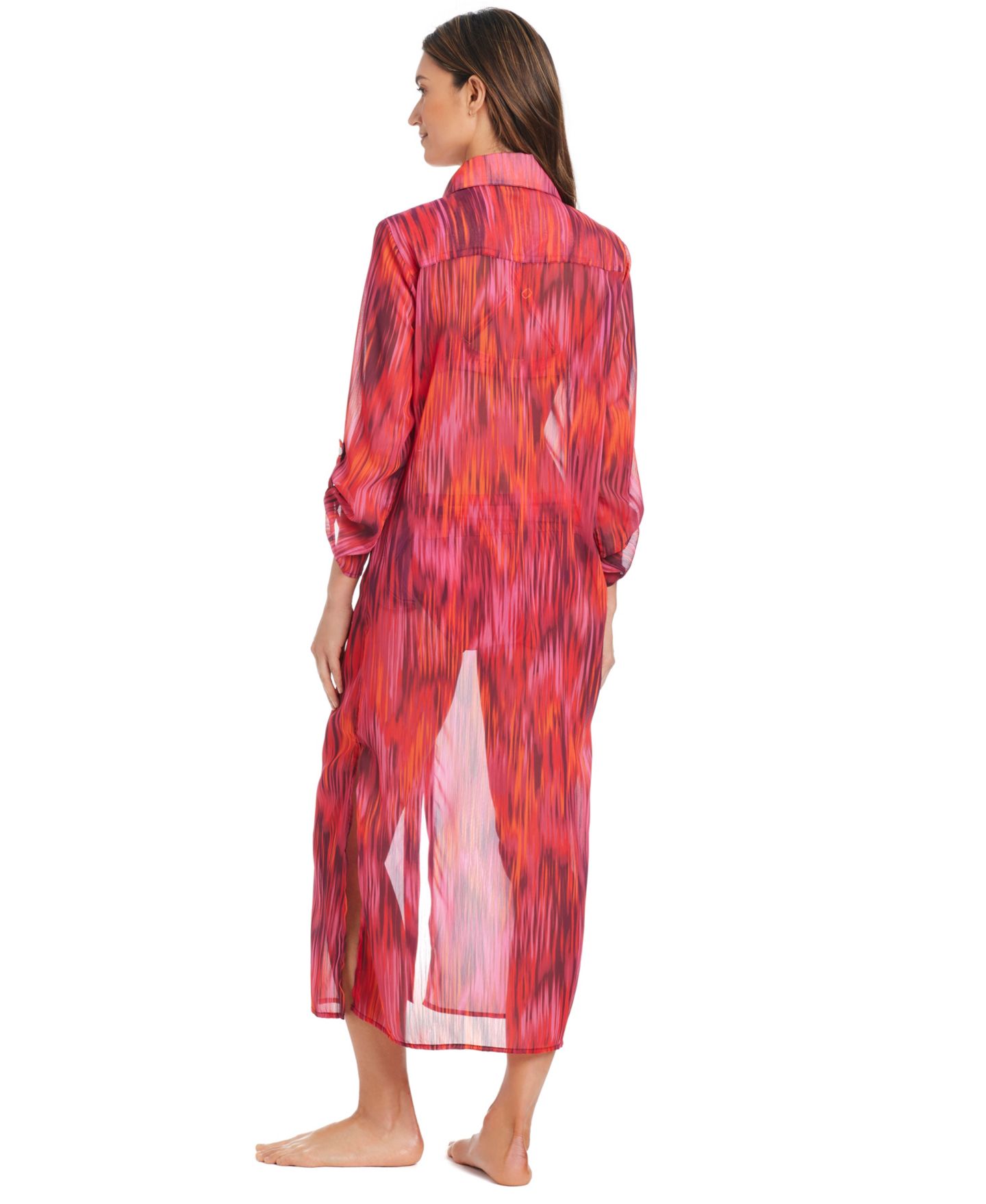 Женская рубашка Bleu by Rod Beattie Chiffon Long Swim Cover-Up, цвет: Розовый — фото 2
