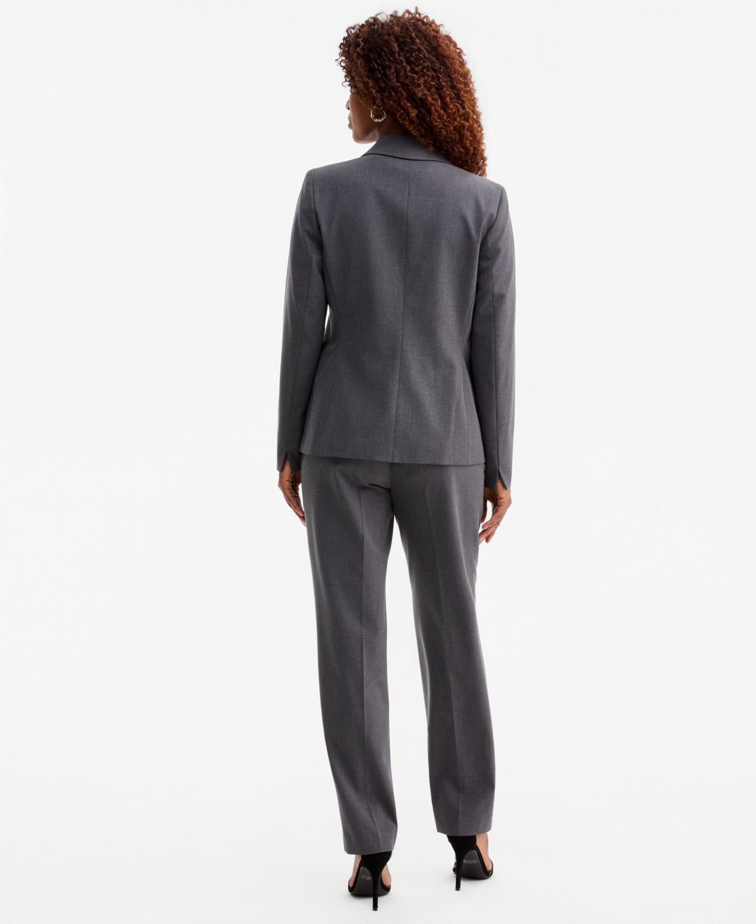 Women's Machine Washable One-Button Jacket, Cowl-Neck Cap-Sleeve Top & Mid-Rise Straight Pants