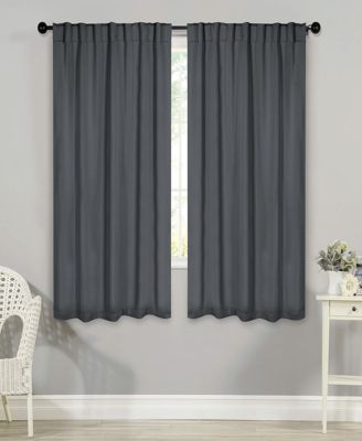 Solid Machine Washable Room Darkening Curtains with Back Tabs, Set of 2