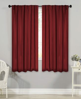 Solid Machine Washable Room Darkening Curtains with Back Tabs, Set of 2
