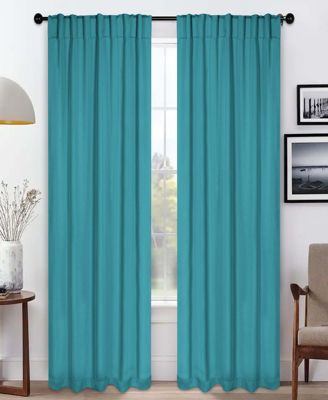 Solid Machine Washable Room Darkening Blackout Curtains with Back Tabs