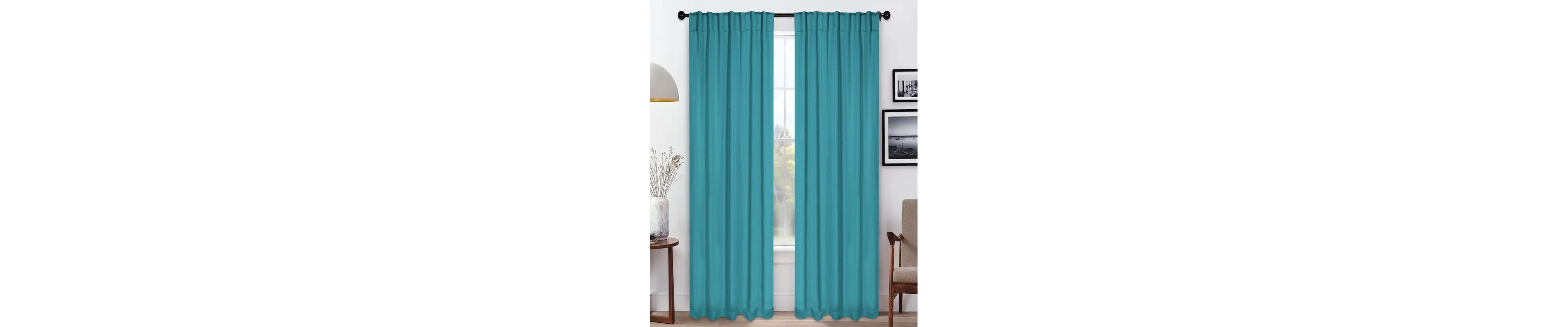 Superior Solid Machine Washable Room Darkening Blackout Curtains with Back Tabs