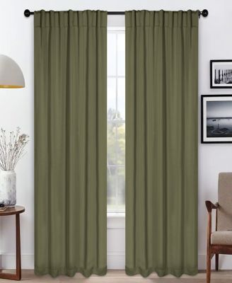 Solid Machine Washable Room Darkening Blackout Curtains with Back Tabs