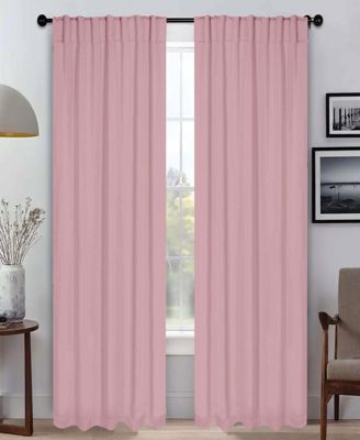 Solid Machine Washable Room Darkening Curtains with Back Tabs, Set of 2
