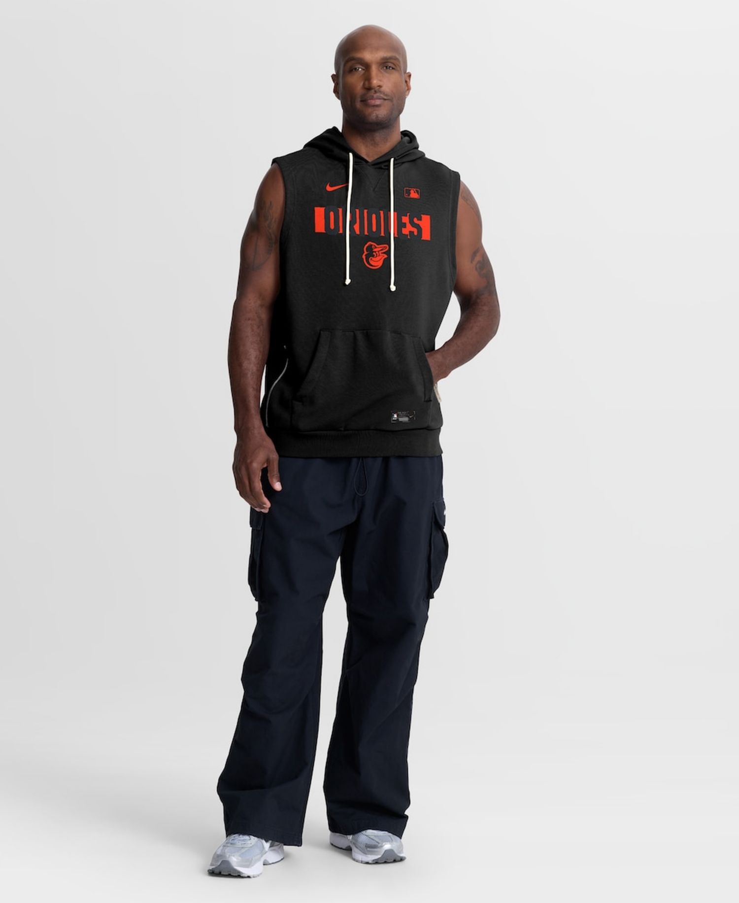 Men's Black Baltimore Orioles Authentic Collection Standard Issue Dri-FIT Sleeveless Hoodie