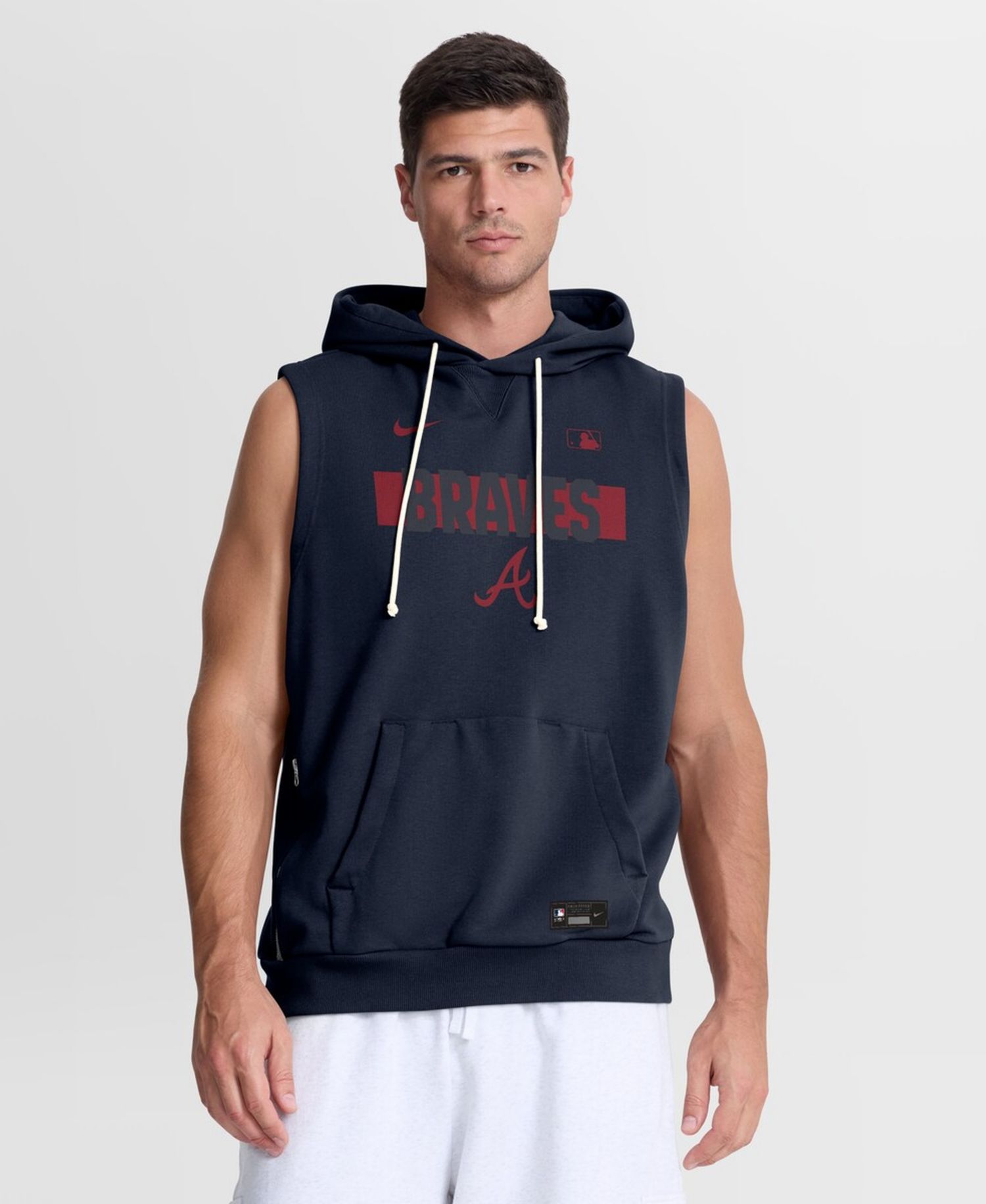 Men's Navy Atlanta Braves Authentic Collection Standard Issue Dri-FIT Sleeveless Hoodie