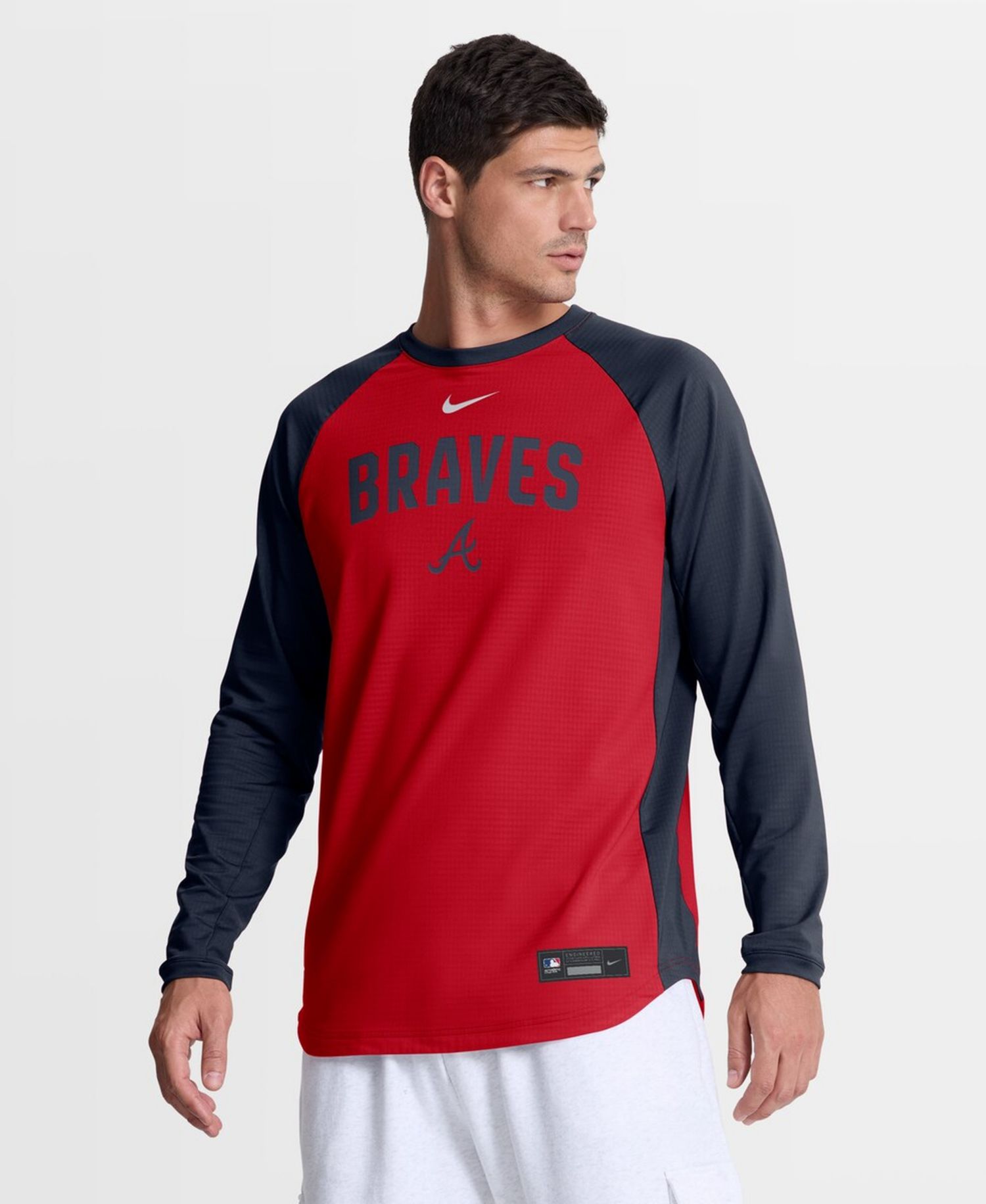 Men's Red Atlanta Braves Authentic Collection Raglan Dri-FIT Sweatshirt