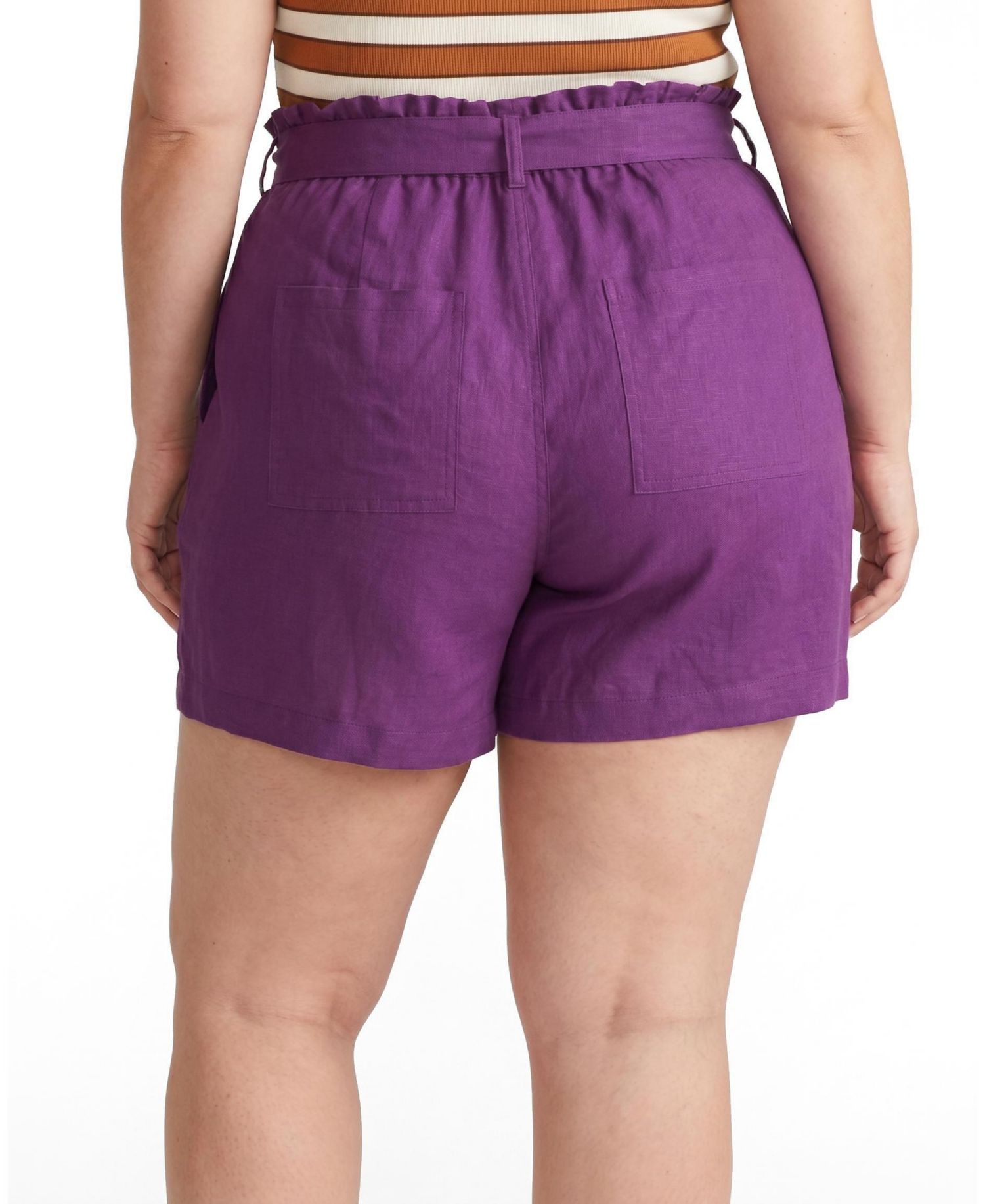 Women's Plus Size Harbor Stretch Linen Paperbag Shorts