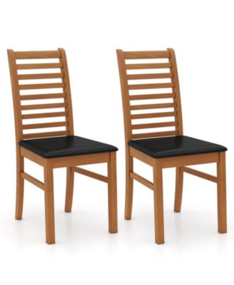 Modern Dining Chair Kitchen Chair with Rubber Wood Legs and Slatted Backrest
