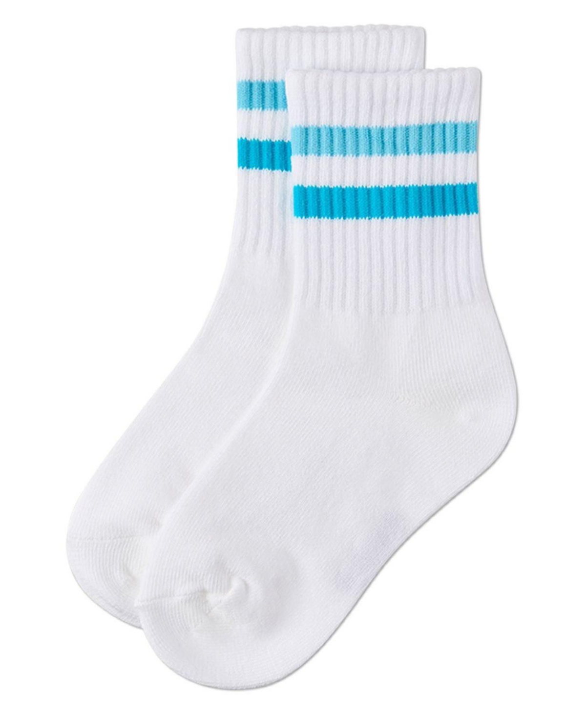 MeMoi Kids Ribbed Double-Stripe Cotton-Blend Varsity Crew Socks