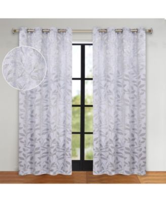 Leaves Room Darkening Grommet 2-Panel Curtain Set