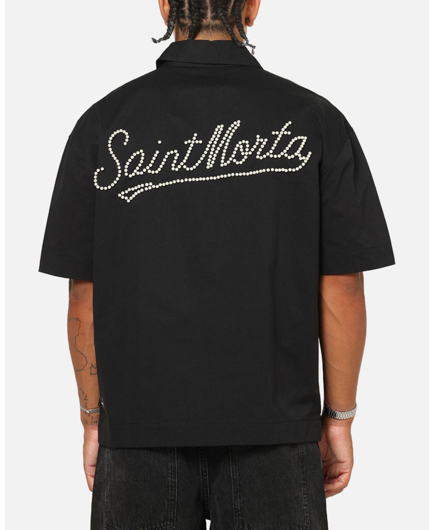 Мужская рубашка SAINT MORTA Pearl Script Button Up, цвет: Чёрный — фото 2