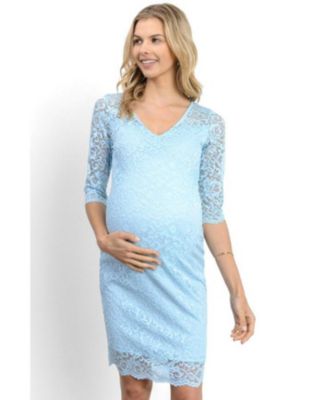 Maternity Bodycon Floral Lace Dress with 3/4 Sleeves