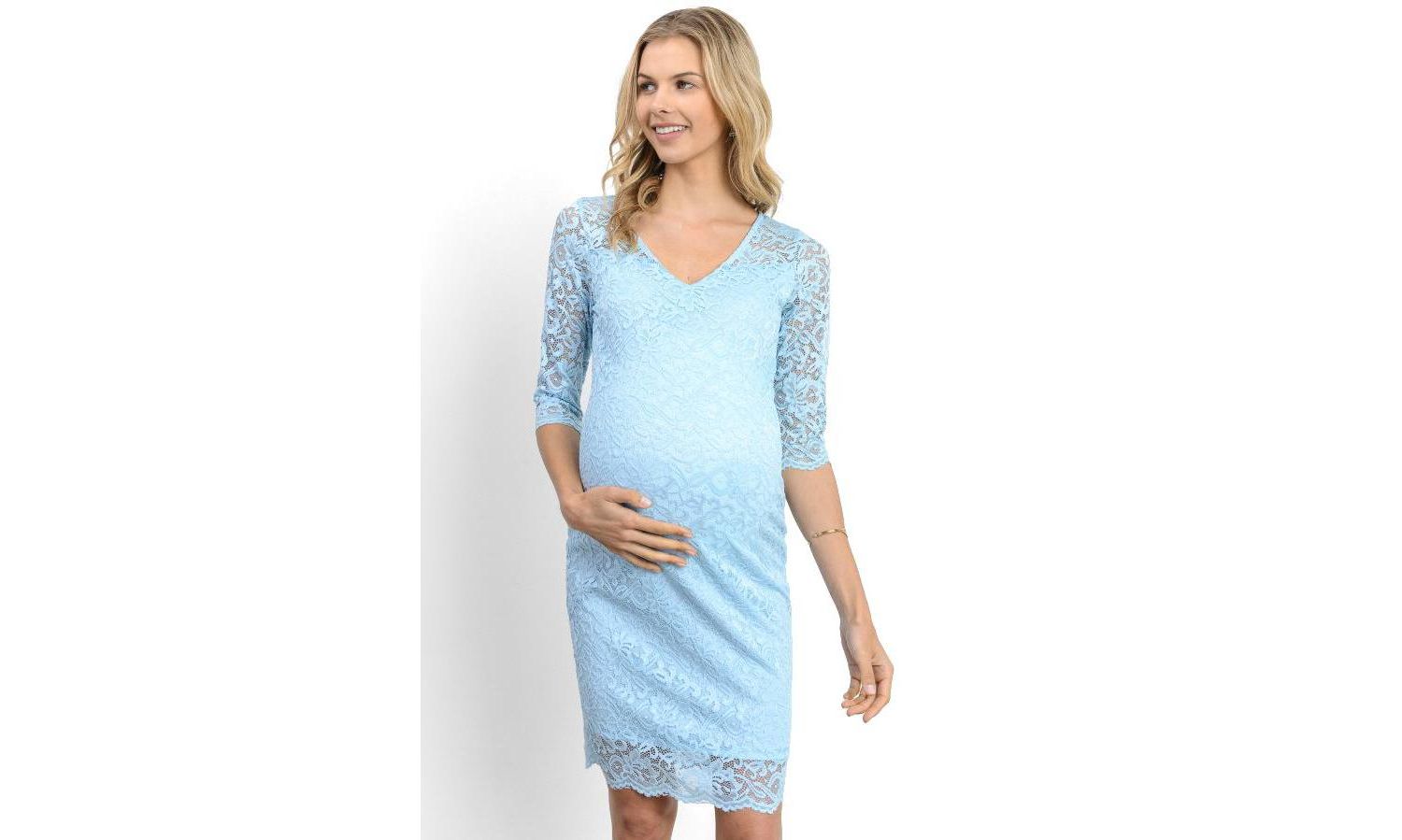 Women's Bodycon Floral Lace Dress with 3/4 Sleeves