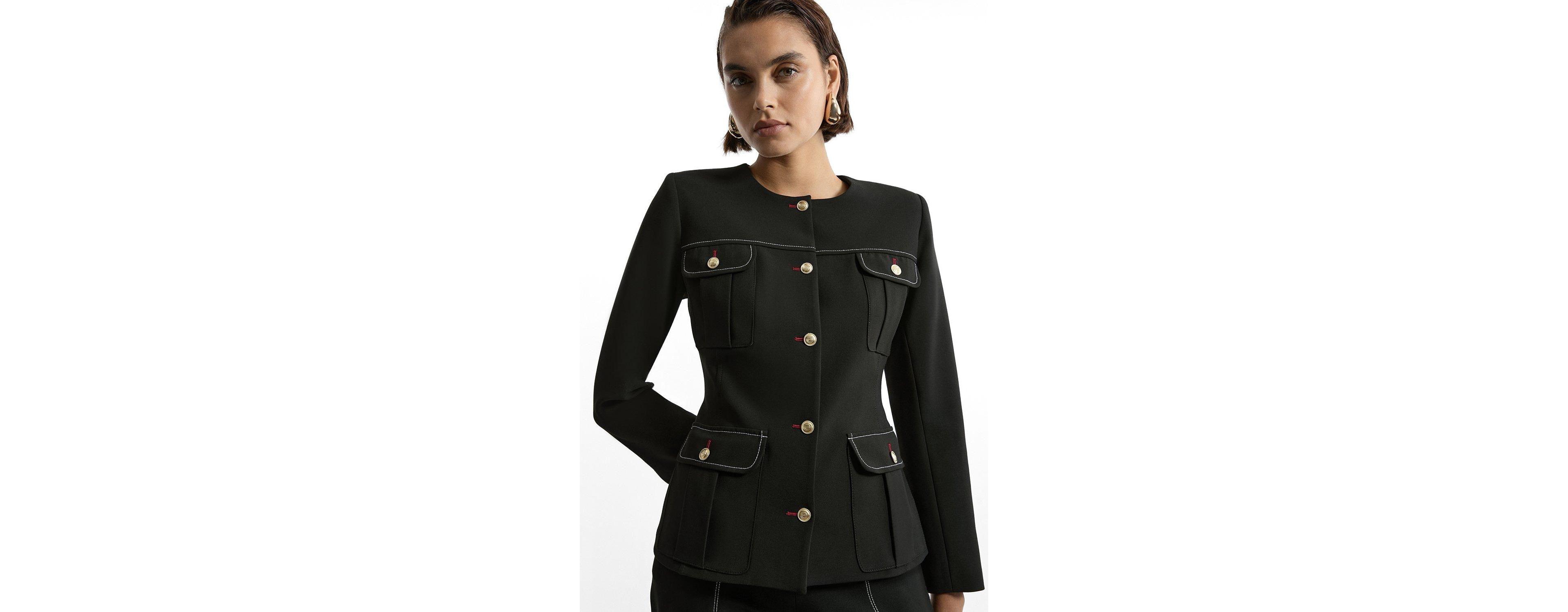 Karen Millen Women's Tailored Round Neck Long Sleeve Jacket